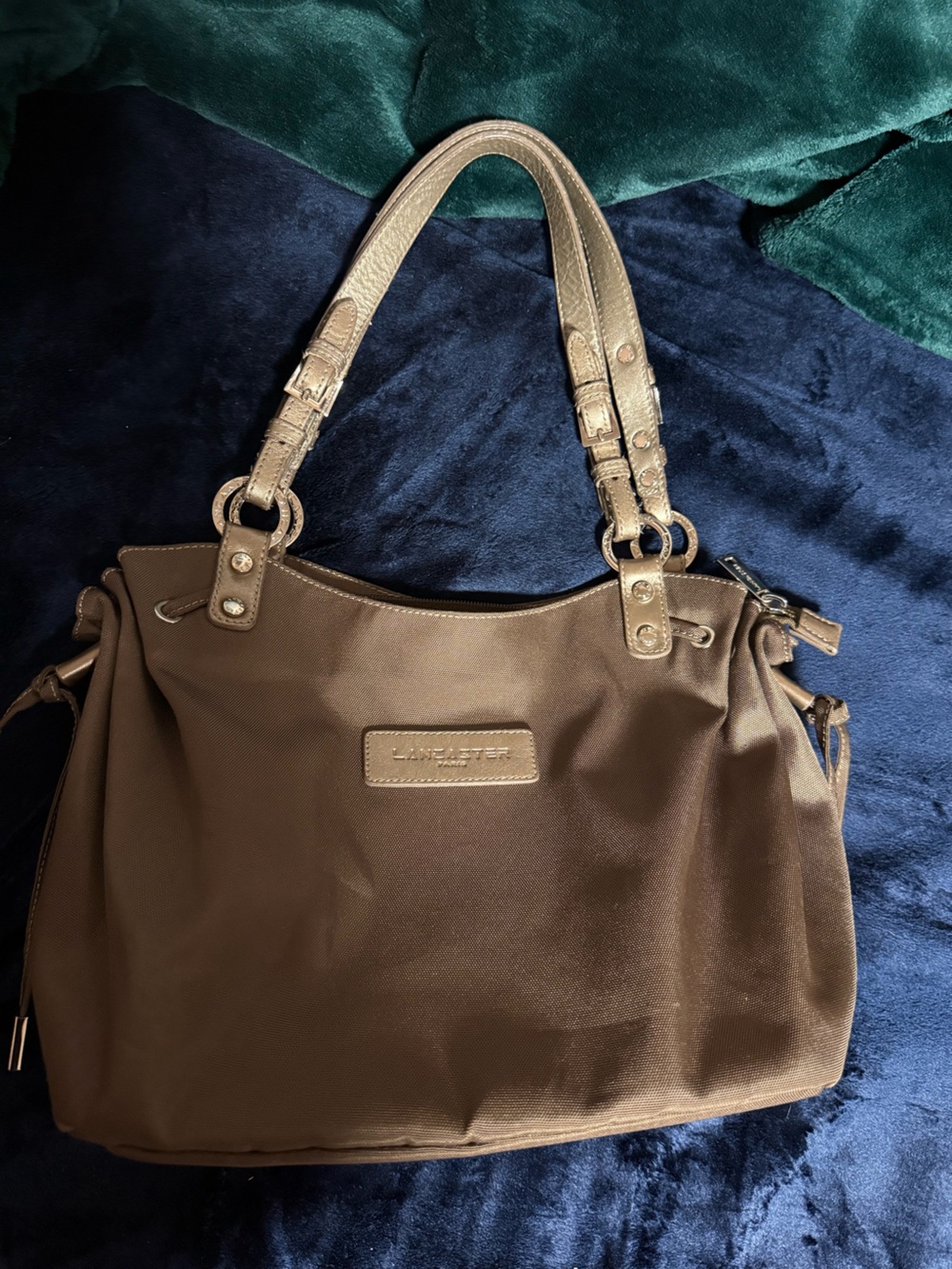 Lancaster Nylon Shoulder Bag with Metallic Trim